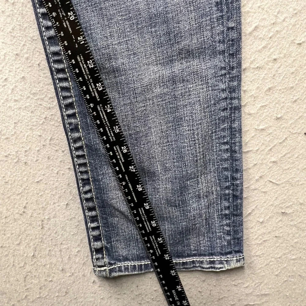 BKE Nolan Straight Leg Jeans Mens 33L Blue Medium Wash Contrast Stitch Denim